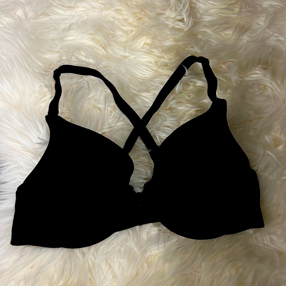 Black Maternity bra. Clasp front with criss -cross back.
